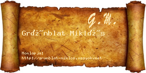 Grünblat Miklós névjegykártya